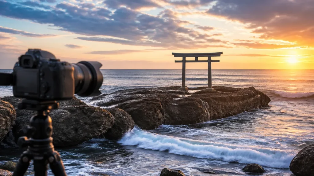 大洗磯前神社が怖いと言われる本当の理由｜神磯の鳥居を安全に撮る設定とベストシーズンのアイキャッチ画像
