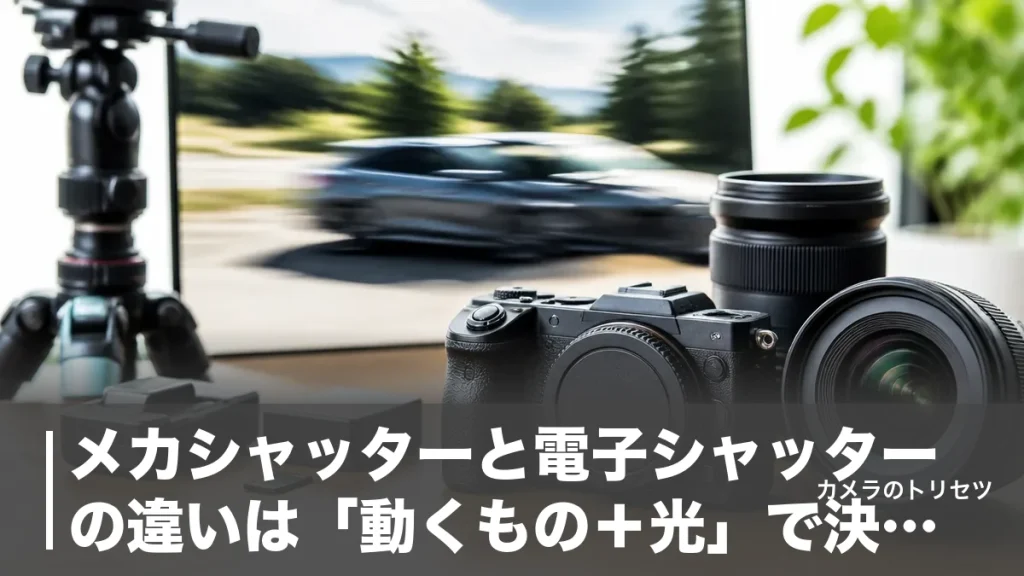 メカシャッターと電子シャッターの違いは「動くもの＋光」で決まる｜歪み・フリッカー・連写を数値で解説のアイキャッチ画像