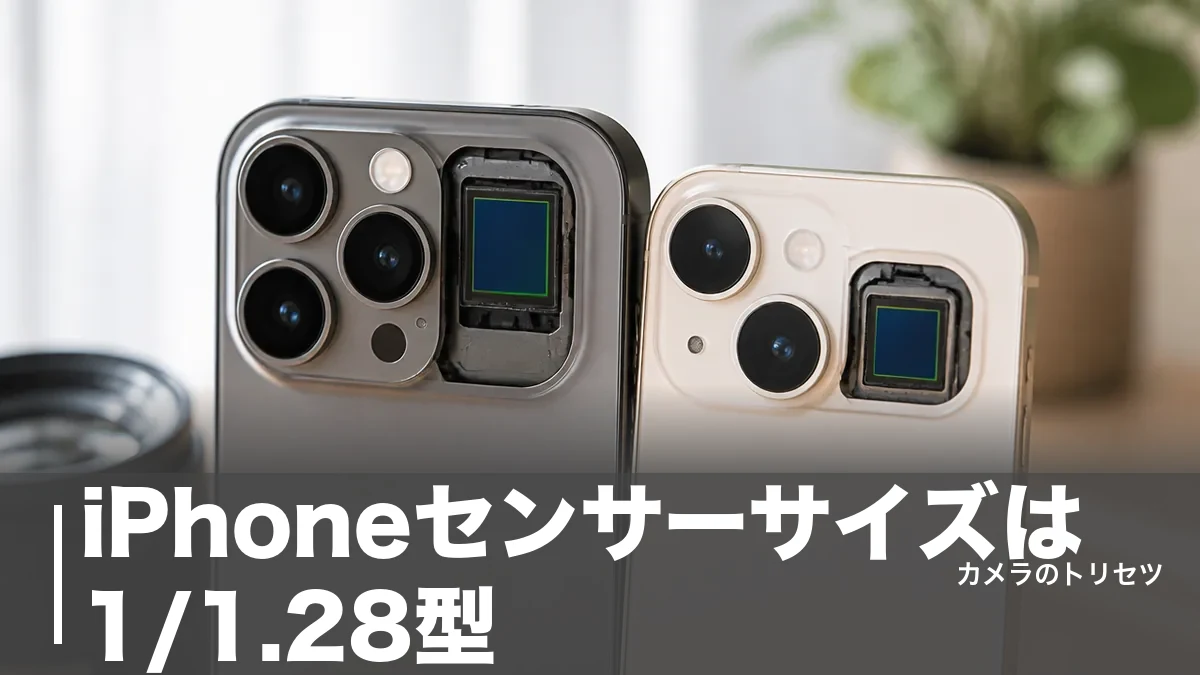 iPhoneセンサーサイズは1/1.28型｜Proと標準の違いを実寸で徹底比較のアイキャッチ画像